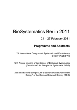 Biosystematics Berlin 2011