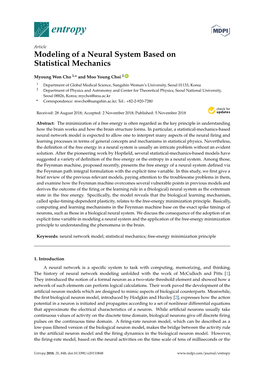 Modeling of a Neural System Based on Statistical Mechanics