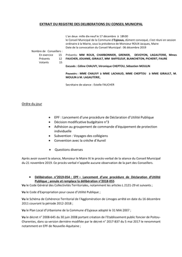 Extrait Du Registre Des Deliberations Du Conseil Municipal