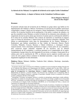 La Historia De Los Mokaná. Un Capítulo De La Historia En La Región Caribe Colombiana1