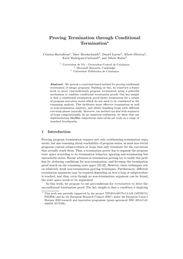 Proving Termination Through Conditional Termination⋆