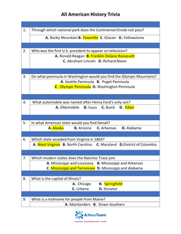 All American History Trivia