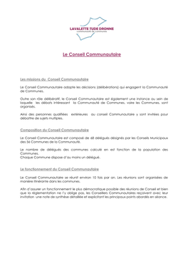 Le Conseil Communautaire