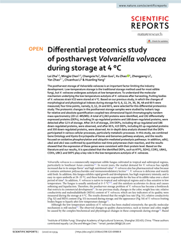 Differential Proteomics Study of Postharvest Volvariella Volvacea