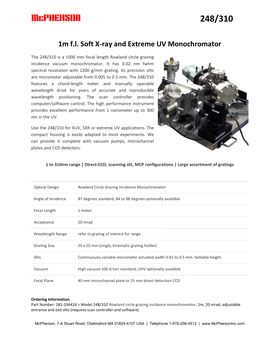 1M F.L. Soft X-Ray and Extreme UV Monochromator