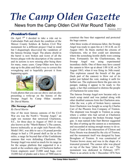 The Camp Olden Gazette News from the Camp Olden Civil War Round Table Summer, 2012 President’S Gavel