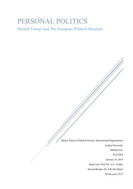 PERSONAL POLITICS Donald Trump and the European Political Structure