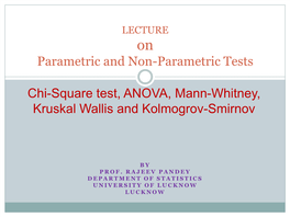 Non-Parametric Tests –Mann-Whitney U Test