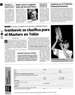 ' .' Ivanisevic Se Clasifica Para El Masters En Tokio