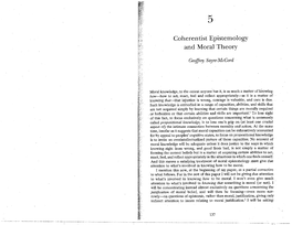 Coherentist Epistemology and Moral Theory