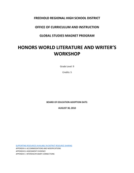 Honors World Literature and Writer's Workshop