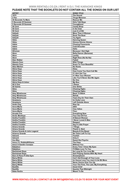 Summary List Including Afrikaans & Afro