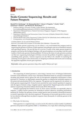 Snake Genome Sequencing: Results and Future Prospects