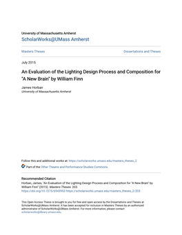 An Evaluation of the Lighting Design Process and Composition for 