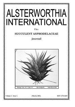 SUCCULENT ASPHODELACEAE JOURNAL (Haworthia, Aloe, Astroloba, Gasteria, Bulbine, Related Genara and Their Hybrids and Cultivars)