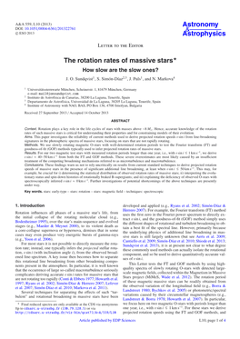 The Rotation Rates of Massive Stars⋆