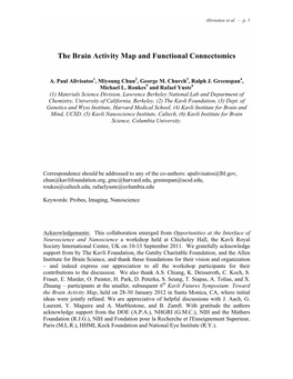 The Brain Activity Map and Functional Connectomics