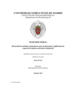 UNIVERSIDAD COMPLUTENSE DE MADRID FACULTAD DE CIENCIAS BIOLÓGICAS Departamento De Microbiología III