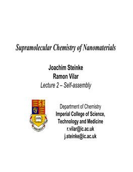 Supramolecular Chemistry of Nanomaterials