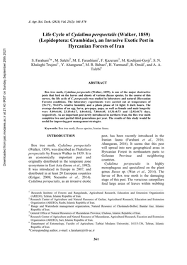 Life Cycle of Cydalima Perspectalis (Walker, 1859) (Lepidoptera: Crambidae), an Invasive Exotic Pest in Hyrcanian Forests of Iran