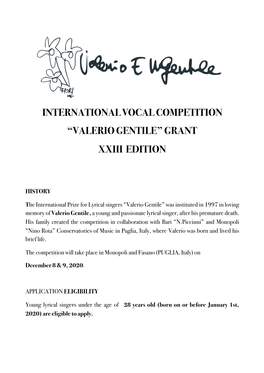 2020 Valerio Gentile Vocal Competition Rules