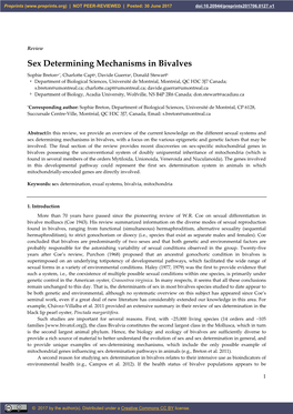 Sex Determining Mechanisms in Bivalves