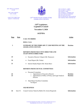 Agenda and Packet, Legislative Council