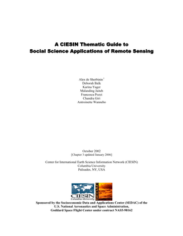A CIESIN Thematic Guide to Social Science Applications of Remote Sensing