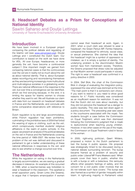 Introduction the Netherlands 8. Headscarf Debates As a Prism For