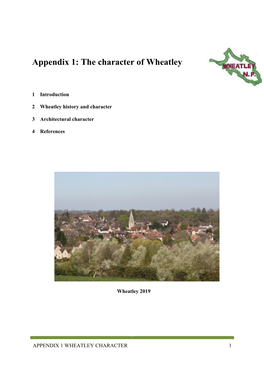 Appendix 1: the Character of Wheatley