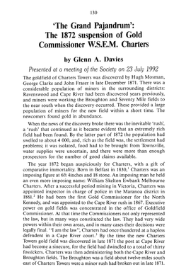 The Grand Pajandrum': the 1872 Suspension of Gold Commissioner W.S.E.M