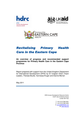 Revitalising Primary Health Care in the Eastern Cape