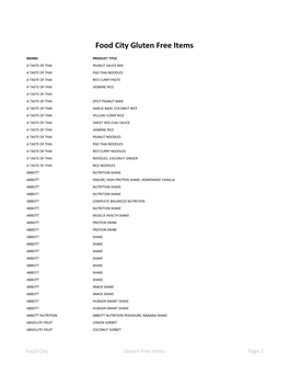 Food City Gluten Free Items