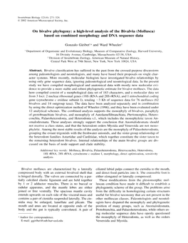 On Bivalve Phylogeny: a High-Level Analysis of the Bivalvia (Mollusca) Based on Combined Morphology and DNA Sequence Data