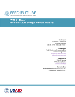 FY21 Q1 Report Feed the Future Senegal Nafoore Warsaaji