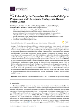 The Roles of Cyclin-Dependent Kinases in Cell-Cycle Progression and Therapeutic Strategies in Human Breast Cancer