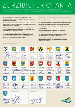 Die 26 Gemeinden Des Planungsverbandes Zurzibiets Unterzeichnen Im Zusammenhang Mit Dem Projekt Vision Zurzibiet Die Untenstehende Vereinbarung