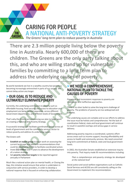 Caring for People a National Anti-Poverty Strategy