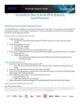 Acendobook: How to Setup IIS & Remotely Load Firmware