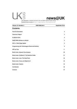 News@UK the Newsletter of UKUUG, the UK’S Unix and Open Systems Users Group Published Electronically At