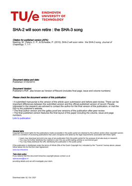 SHA-2 Will Soon Retire : the SHA-3 Song