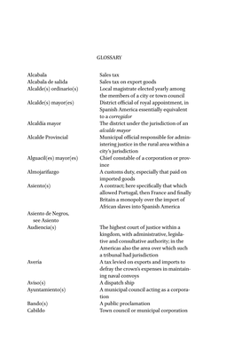 GLOSSARY Alcabala Sales Tax Alcabala De Salida Sales Tax On