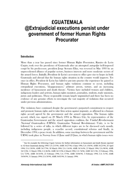 GUATEMALA @Extrajudicial Executions Persist Under Government of Former Human Rights Procurator