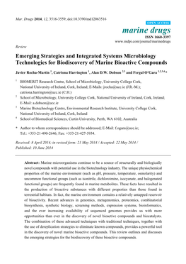 Emerging Strategies and Integrated Systems Microbiology Technologies for Biodiscovery of Marine Bioactive Compounds