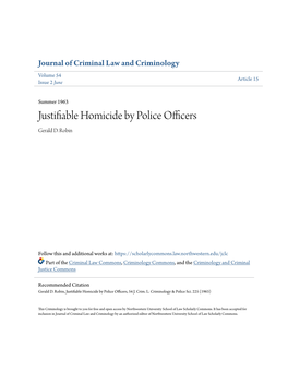 Justifiable Homicide by Police Officers Gerald D