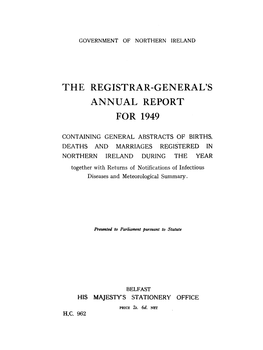 The Registrar-General's Annual Report for 1949