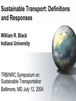 Sustainable Transport: Definitions and Responses