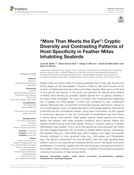 Cryptic Diversity and Contrasting Patterns of Host-Specificity In