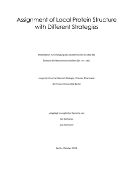 Assignment of Local Protein Structure with Different Strategies