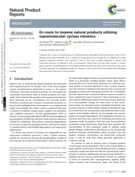 En Route to Terpene Natural Products Utilizing Supramolecular Cyclase Mimetics Cite This: Nat